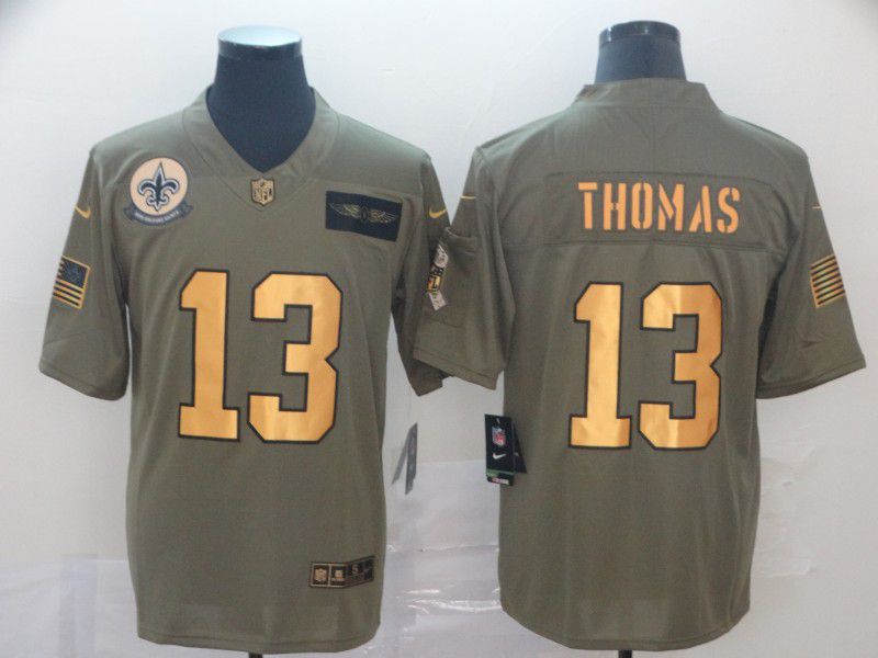 Men New Orleans Saints 13 Thomas green Gold Nike Olive Salute To Service Limited NFL Jersey